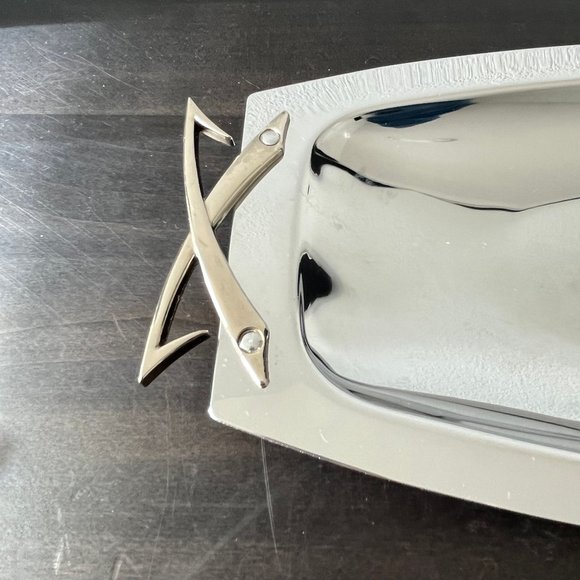 Set of 2 Oblong Kromex Chrome Serving Trays // Vintage 1960s // MCM Atomic - Picture 7 of 8